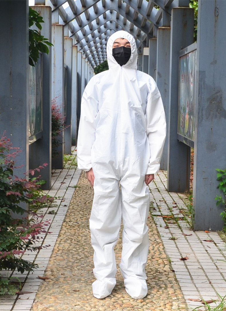 防护服连体衣带帽防尘服防水喷漆农药实验室工作服男无纺布防护衣